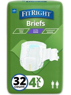 4x FitRight 8-Pack Bariatric Unisex Ultra Adult Diaper Briefs 4XL 32 pc